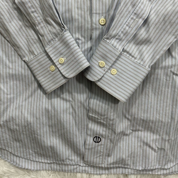 David Donahue Men’s Long Sleeve Button Up Dress Shirt Size XL | White / Brown - Picture 3 of 5